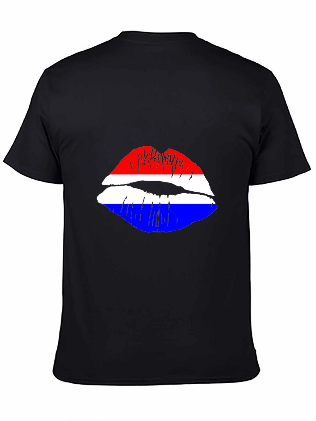 Lip Print Graphic Tee - Red White and Blue