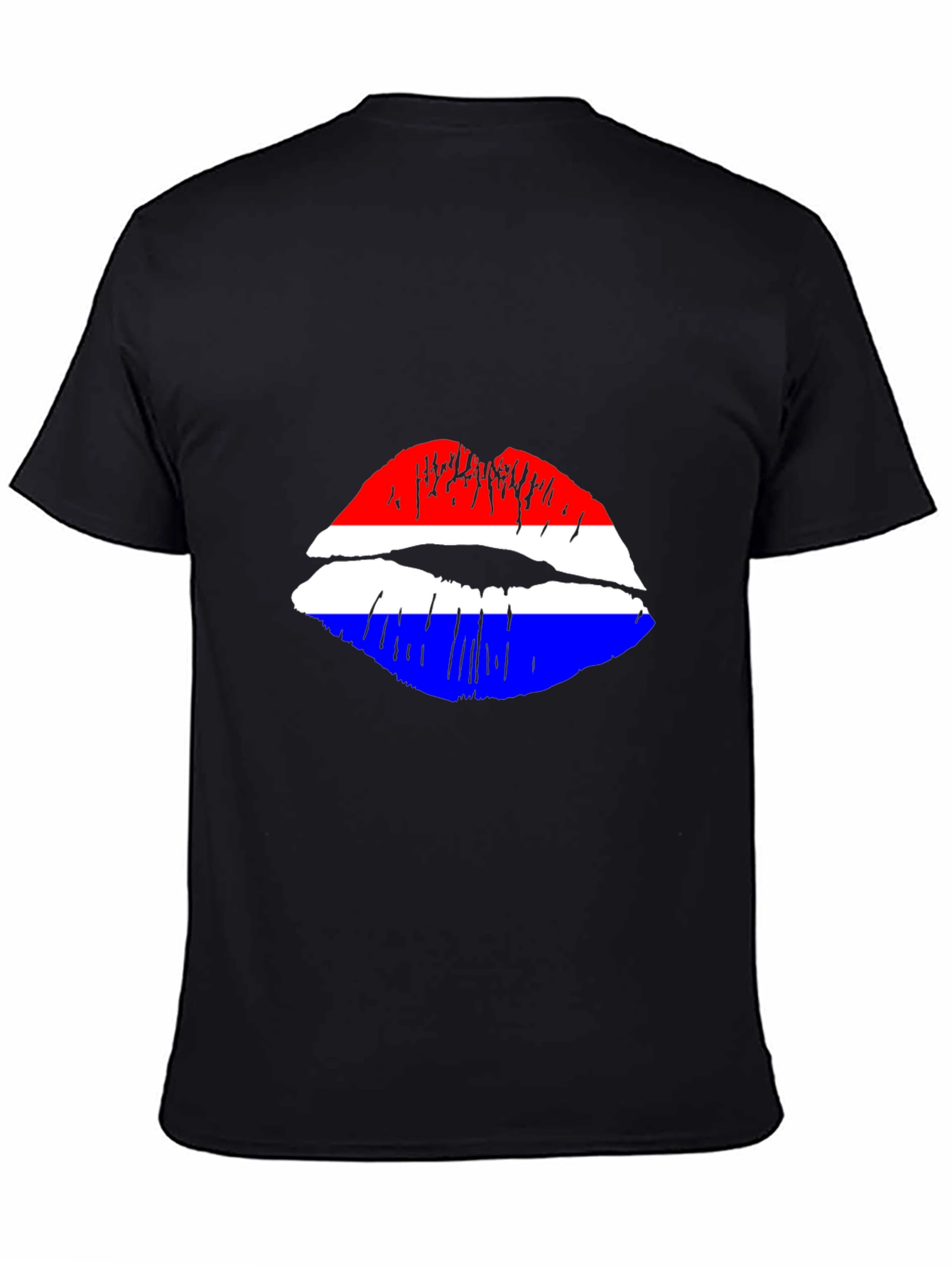 Lip Print Graphic Tee - Red White and Blue