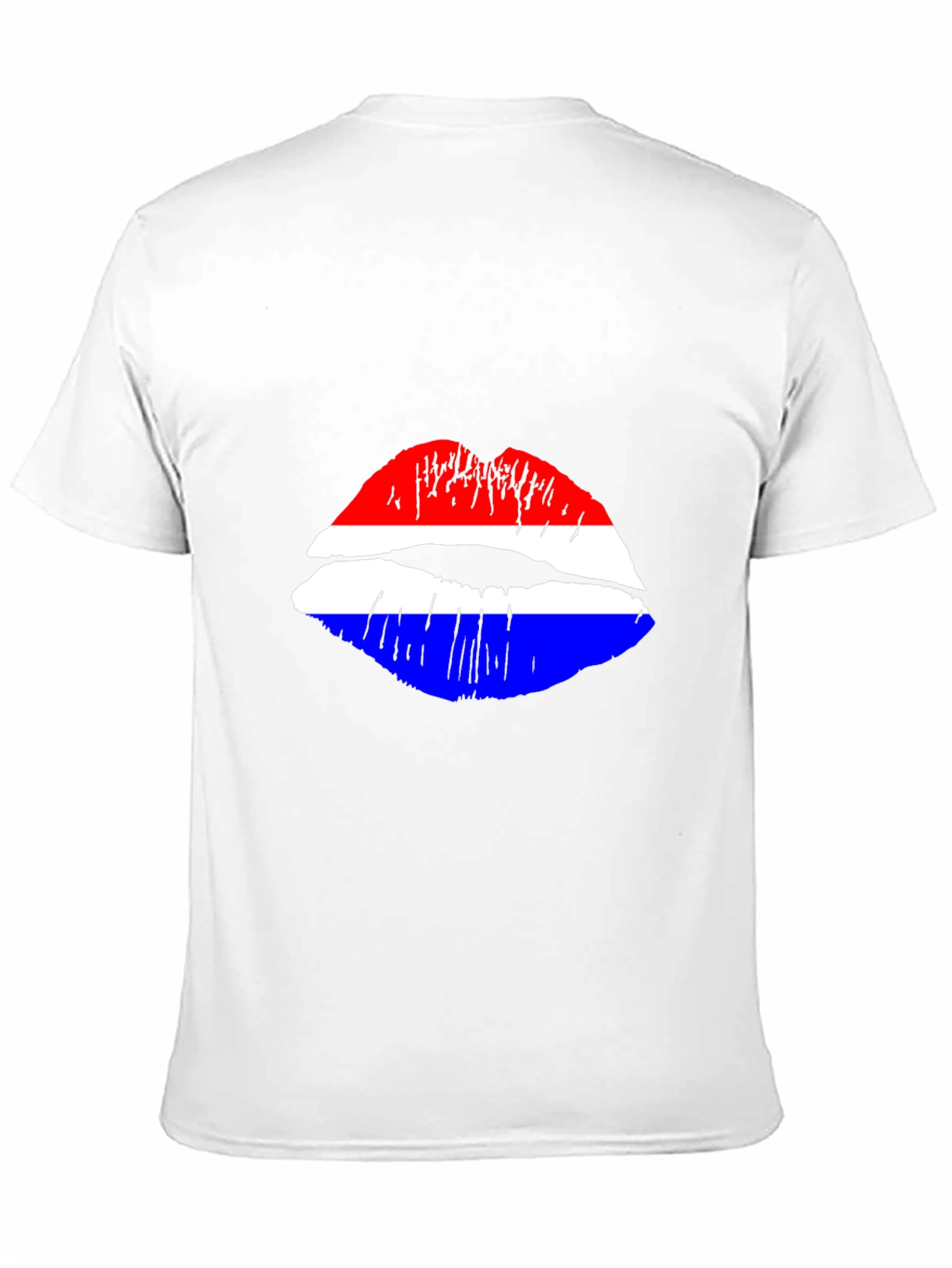 Lip Print Graphic Tee - Red White and Blue