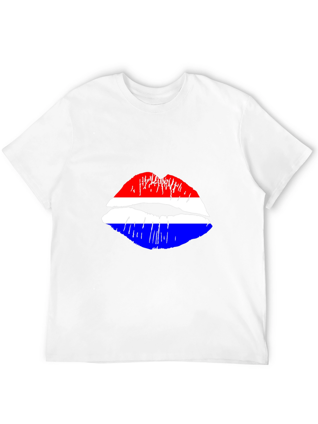 Lip Print Graphic Tee - Red White and Blue