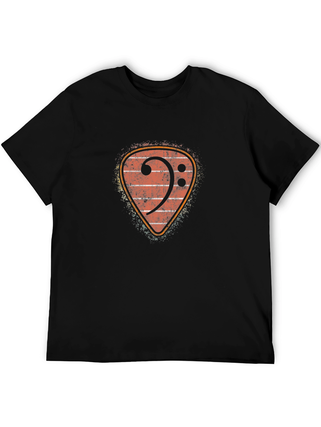 Bass Clef Guitar Pick Graphic Tee - Black Cotton T-Shirt