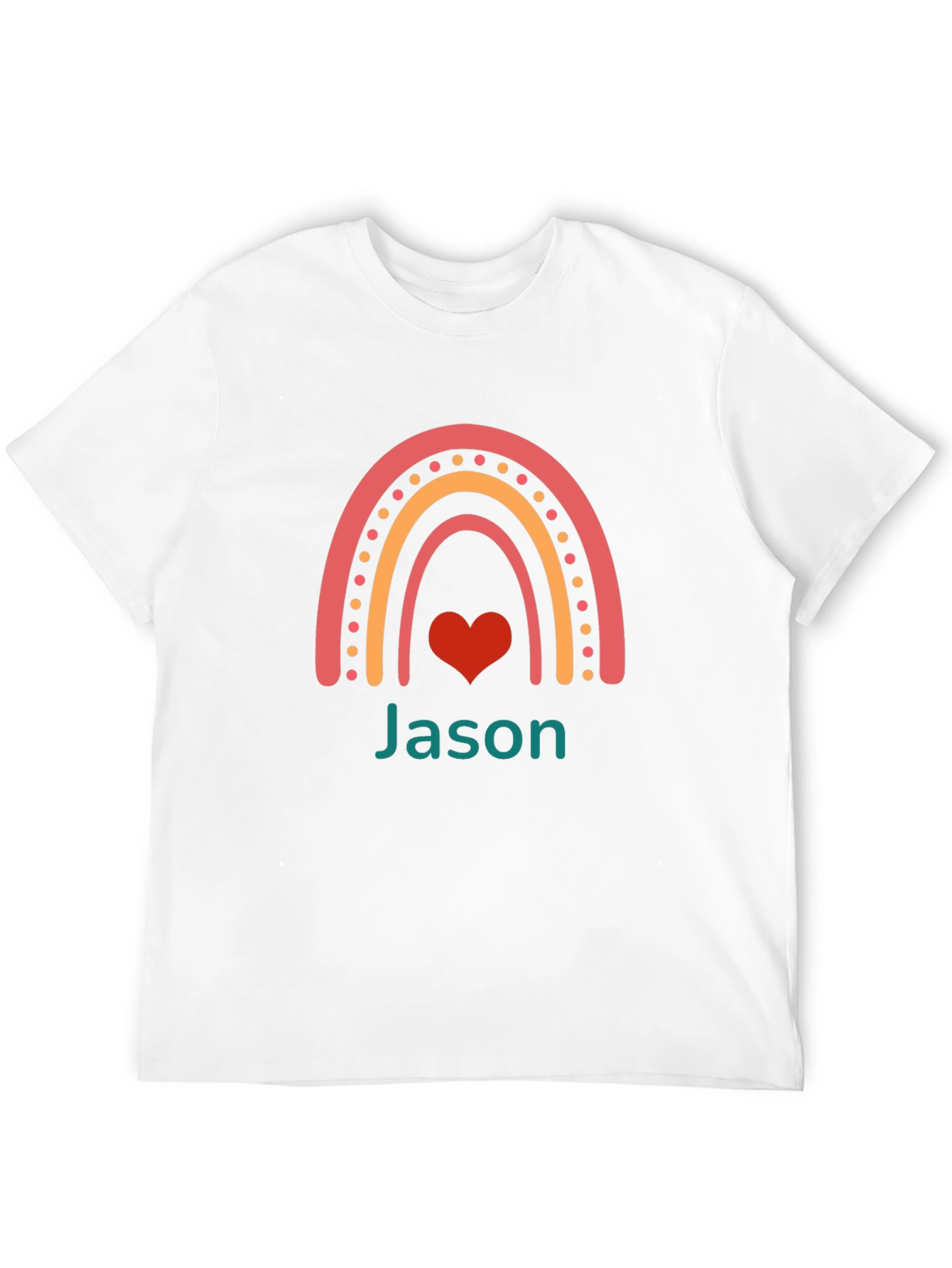 Personalized Rainbow Heart T-Shirt - Custom Name Tee