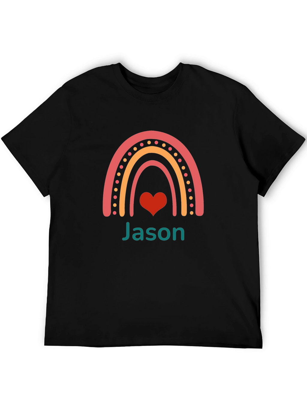 Personalized Rainbow Heart T-Shirt - Custom Name Tee