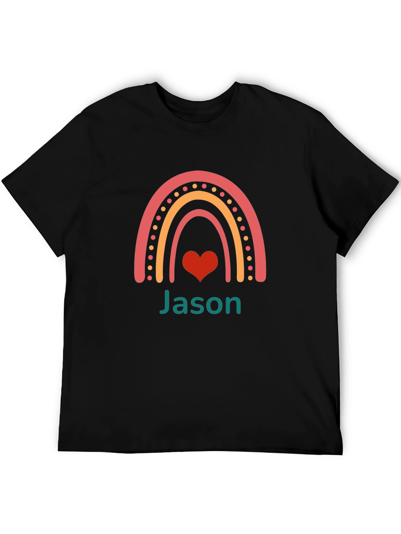 Personalized Rainbow Heart T-Shirt - Custom Name Tee