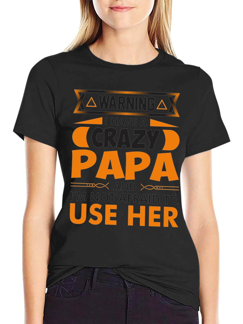 Warning Crazy Papa T-Shirt - Black