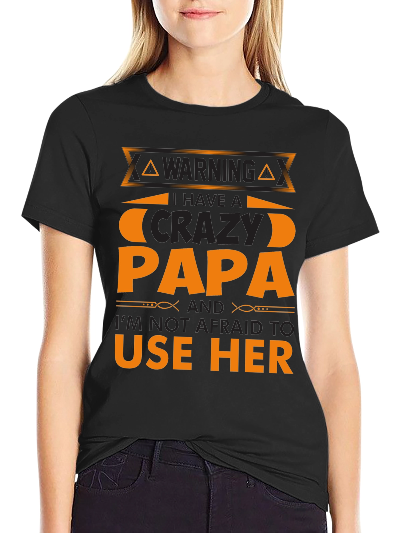 Warning Crazy Papa T-Shirt - Black