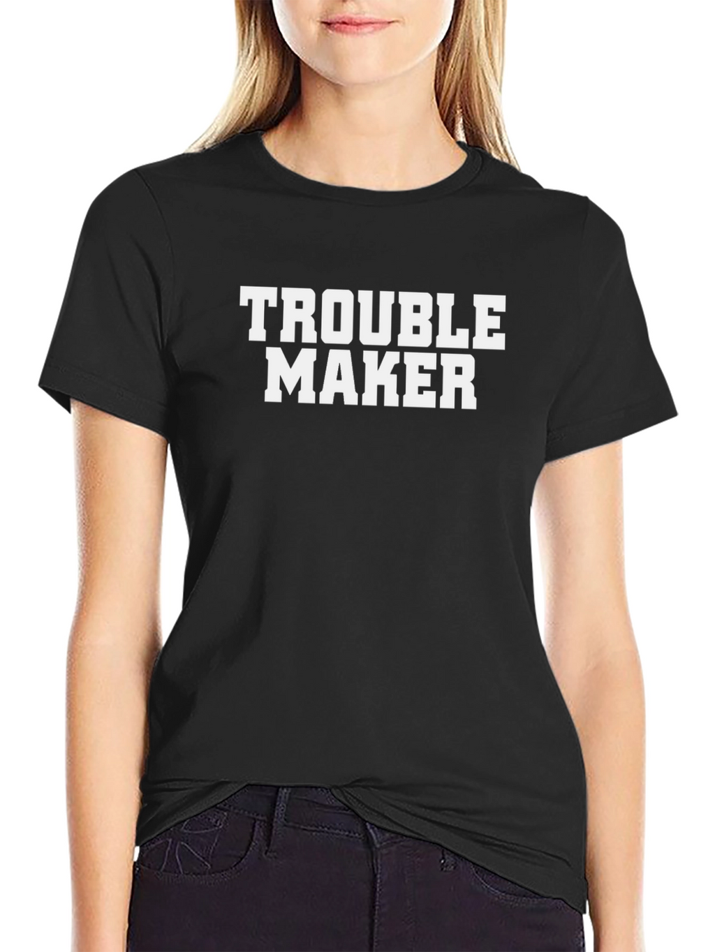 Trouble Maker Graphic Tee - Black Cotton T-Shirt