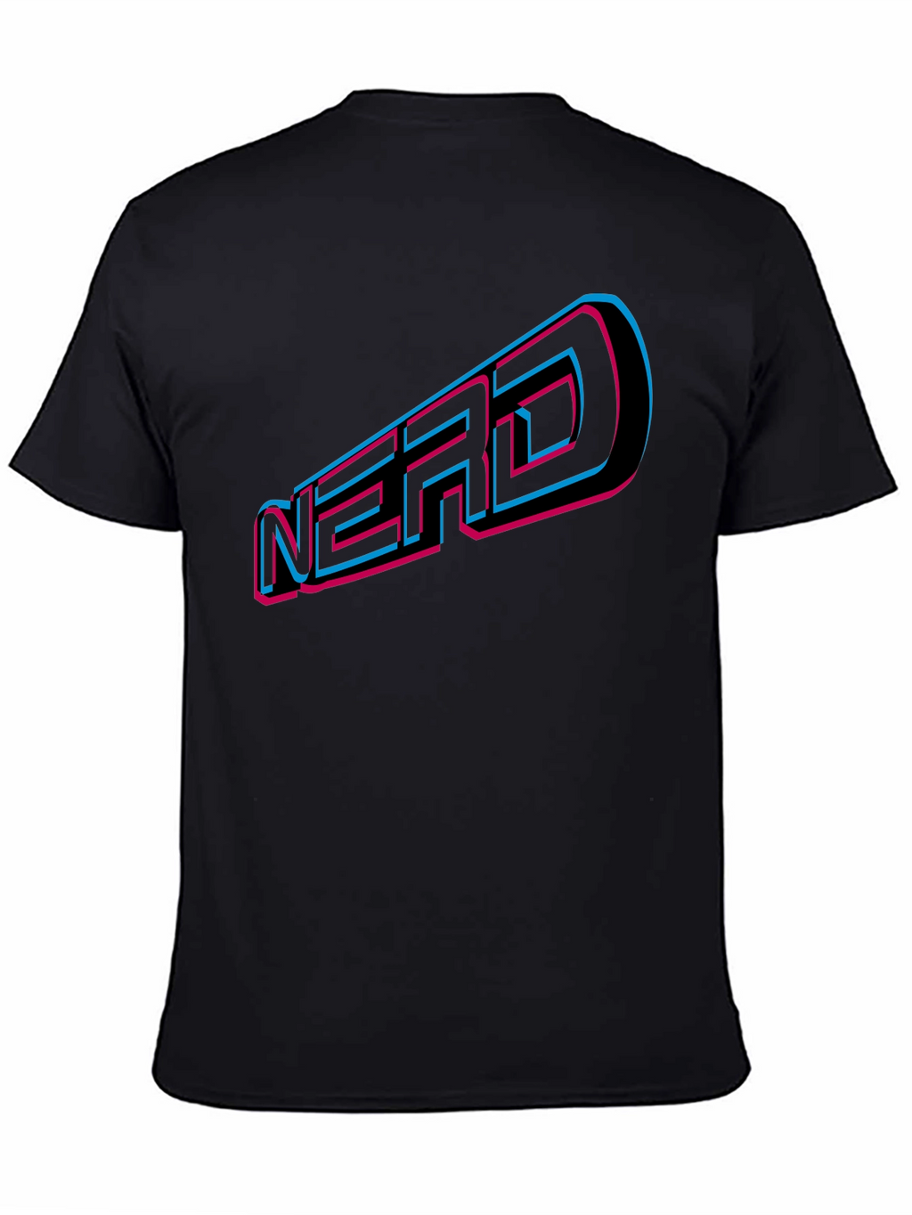 Nerd Graphic Tee - Retro 3D Design Black T-Shirt