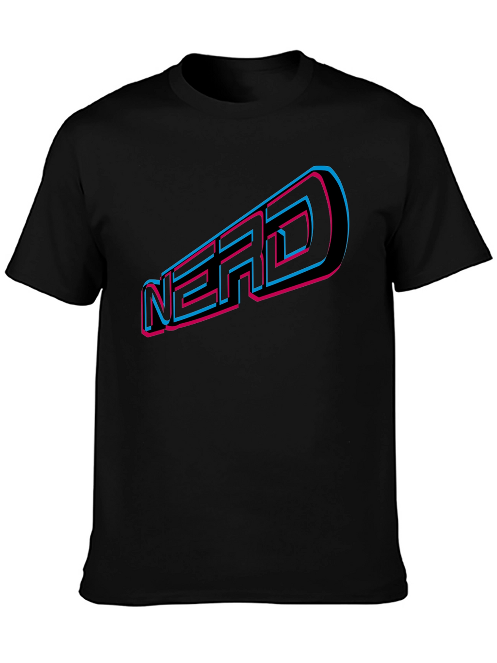 Nerd Graphic Tee - Retro 3D Design Black T-Shirt