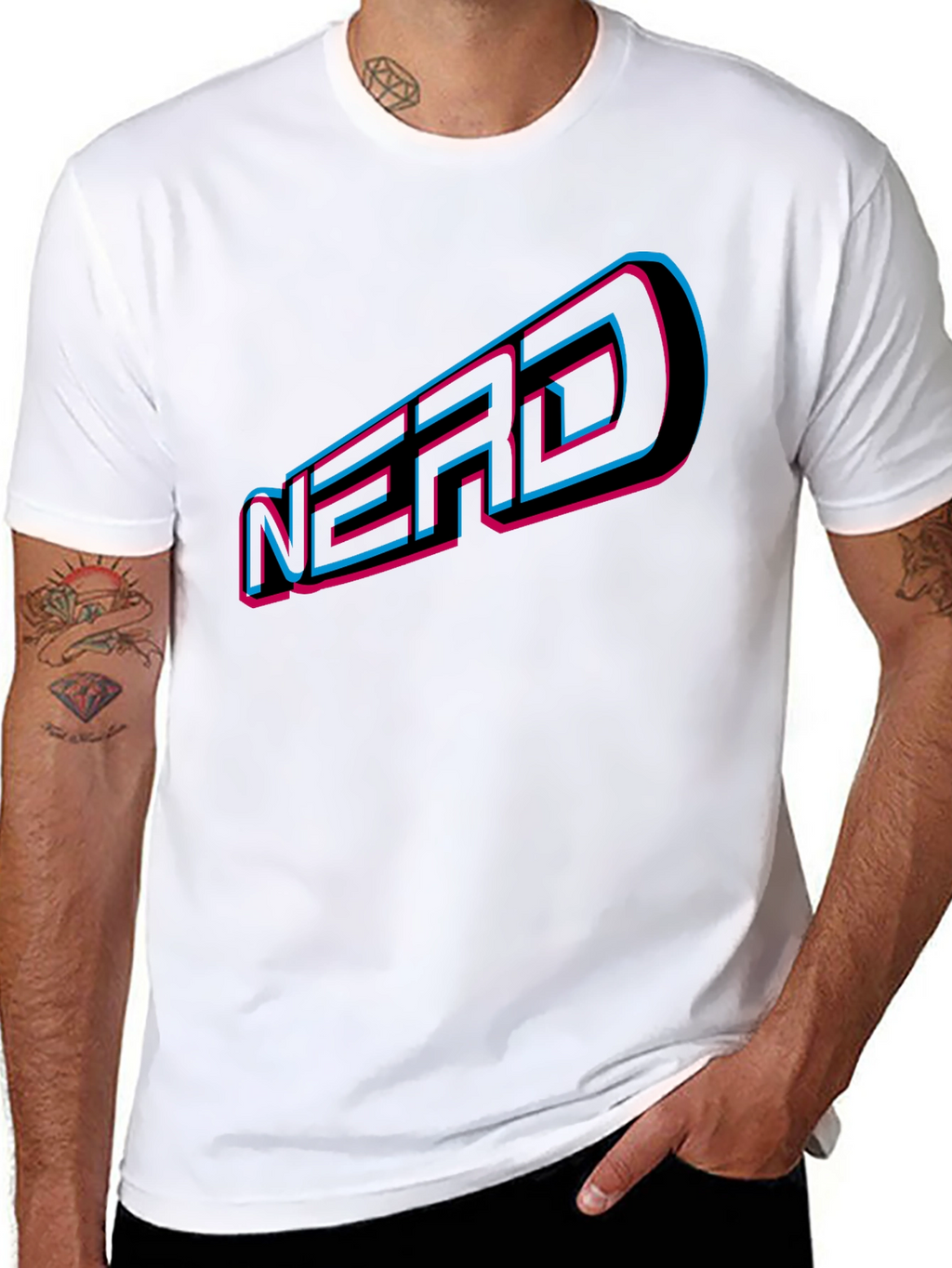Nerd Graphic Tee - Retro 3D Design Black T-Shirt