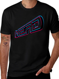 Nerd Graphic Tee - Retro 3D Design Black T-Shirt