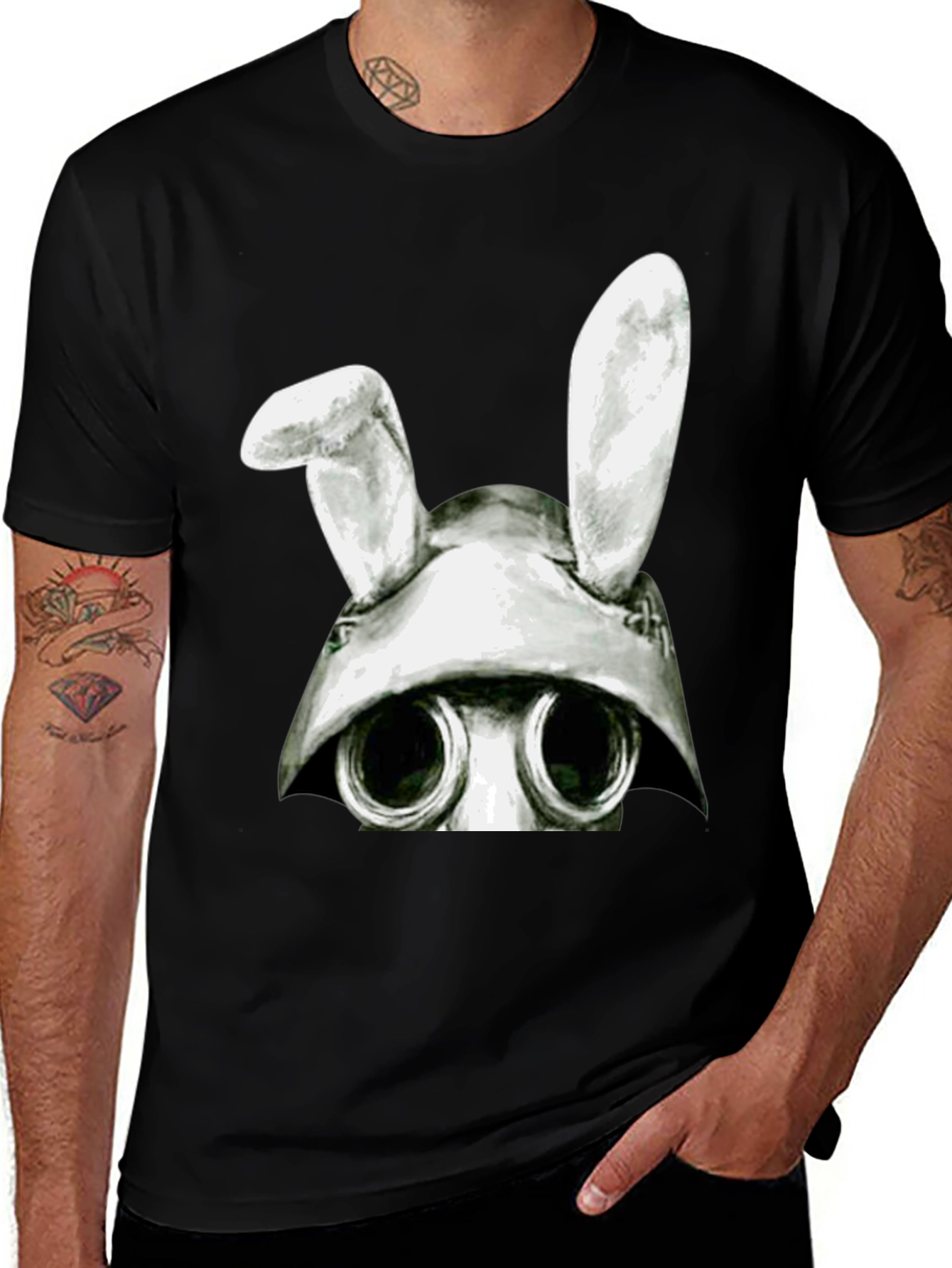 Bunny Gas Mask T-Shirt - Quirky Graphic Tee