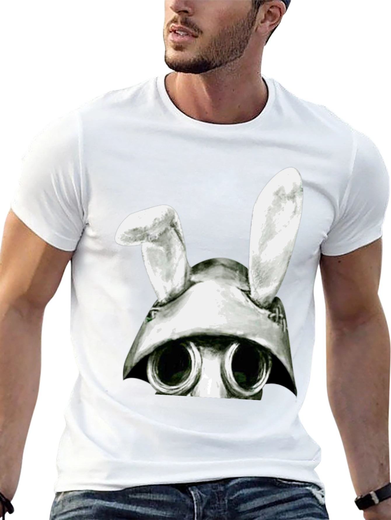 Bunny Gas Mask T-Shirt - Quirky Graphic Tee