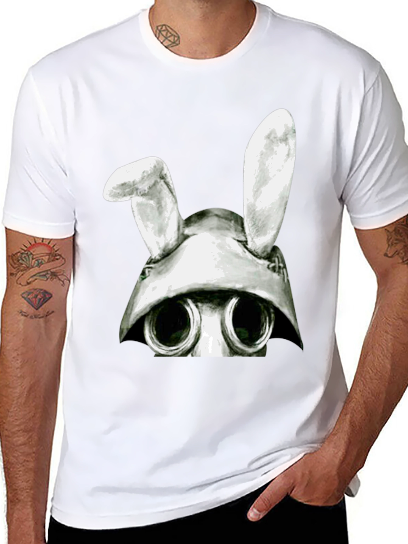 Bunny Gas Mask T-Shirt - Quirky Graphic Tee