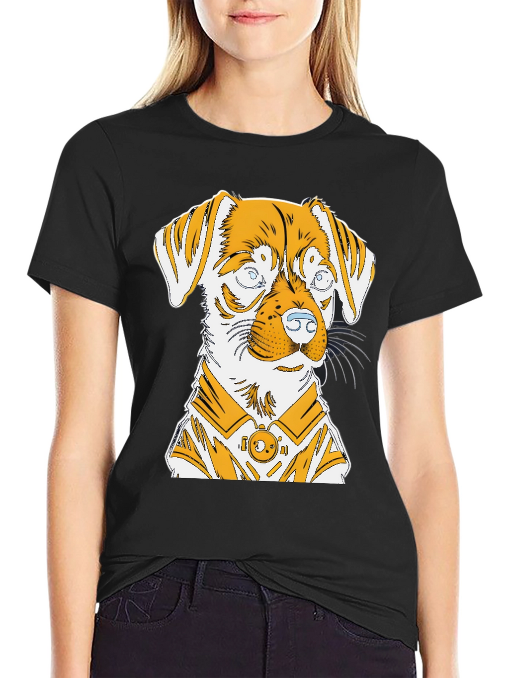 Dog Graphic Print Black T-Shirt