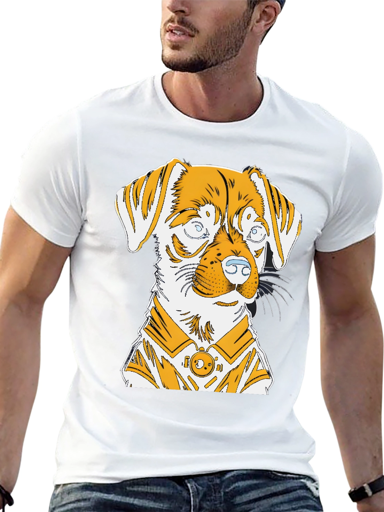 Dog Graphic Print Black T-Shirt