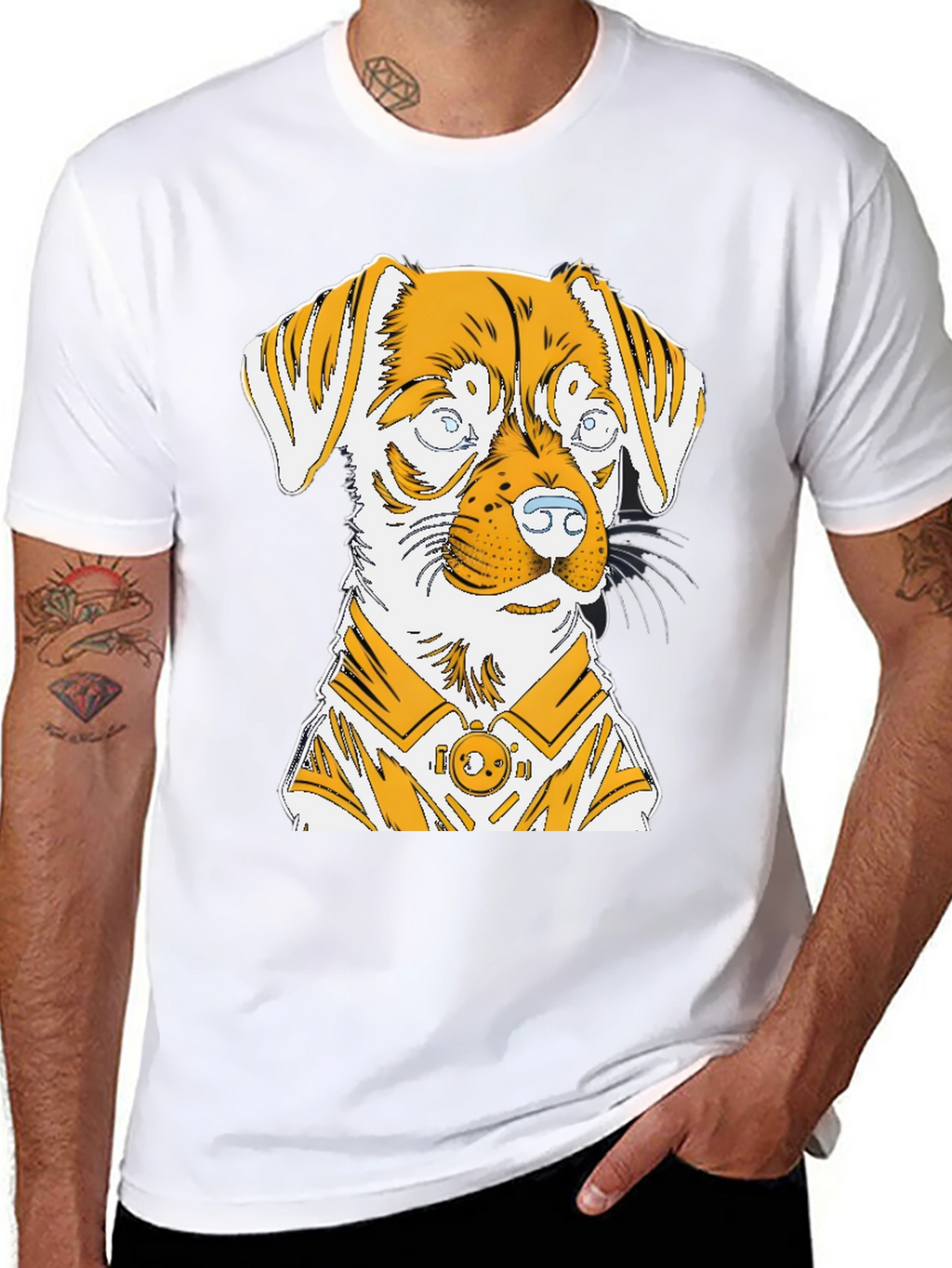 Dog Graphic Print Black T-Shirt