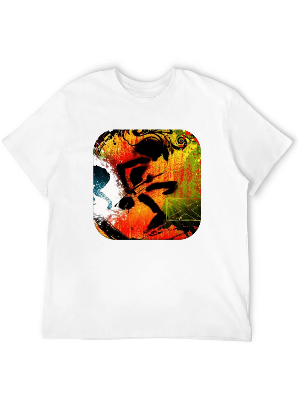 Abstract Drummer Graphic Black T-Shirt
