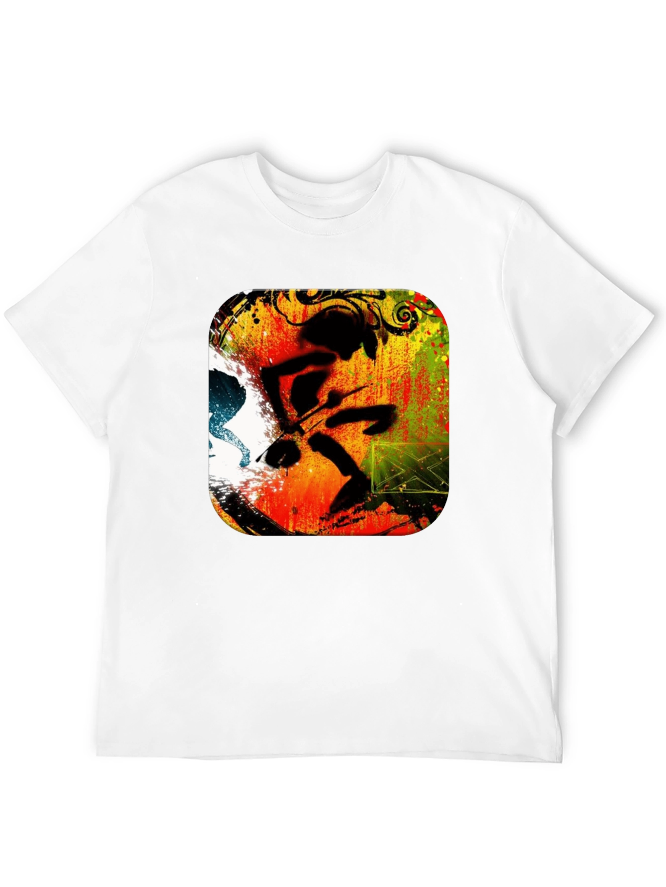 Abstract Drummer Graphic Black T-Shirt