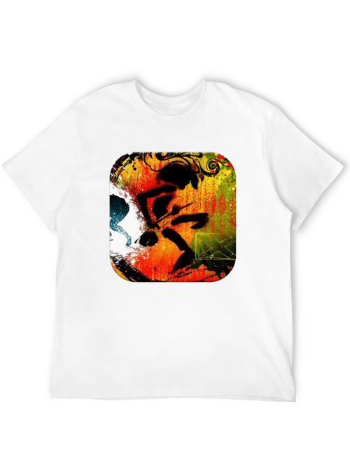 Abstract Drummer Graphic Black T-Shirt