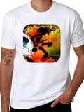 Abstract Drummer Graphic Black T-Shirt