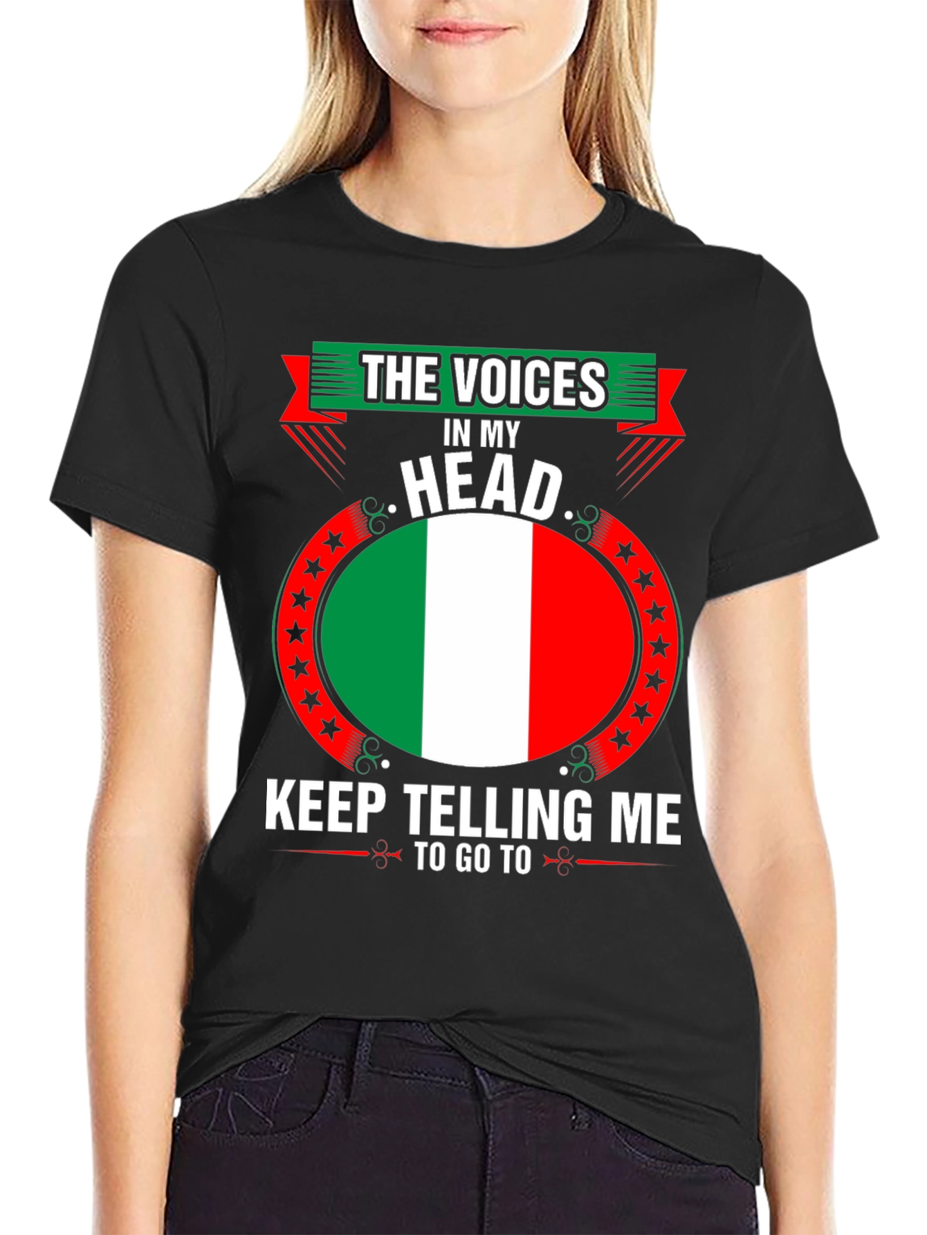 Funny Italy Flag T-Shirt - Voices in My Head Graphic Tee
