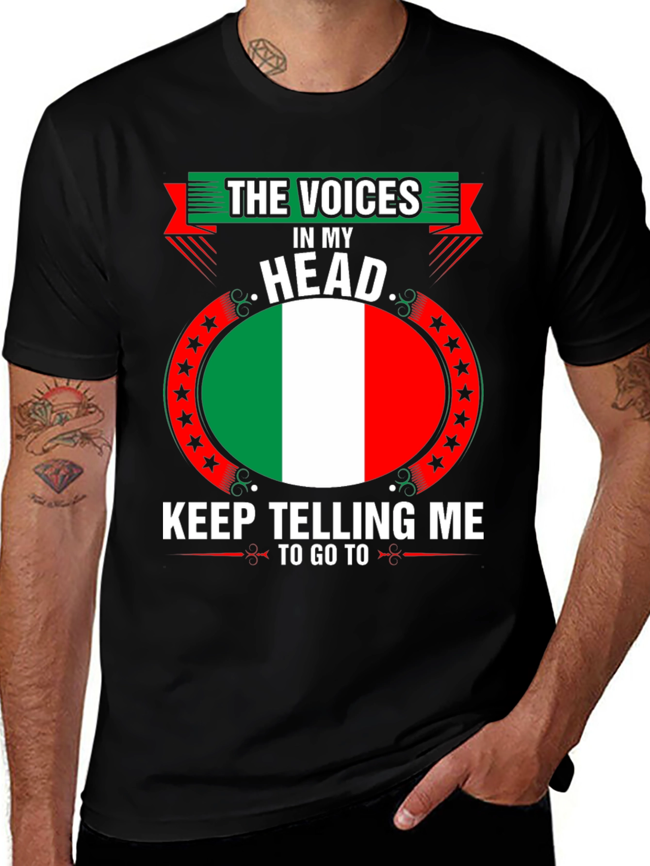 Funny Italy Flag T-Shirt - Voices in My Head Graphic Tee