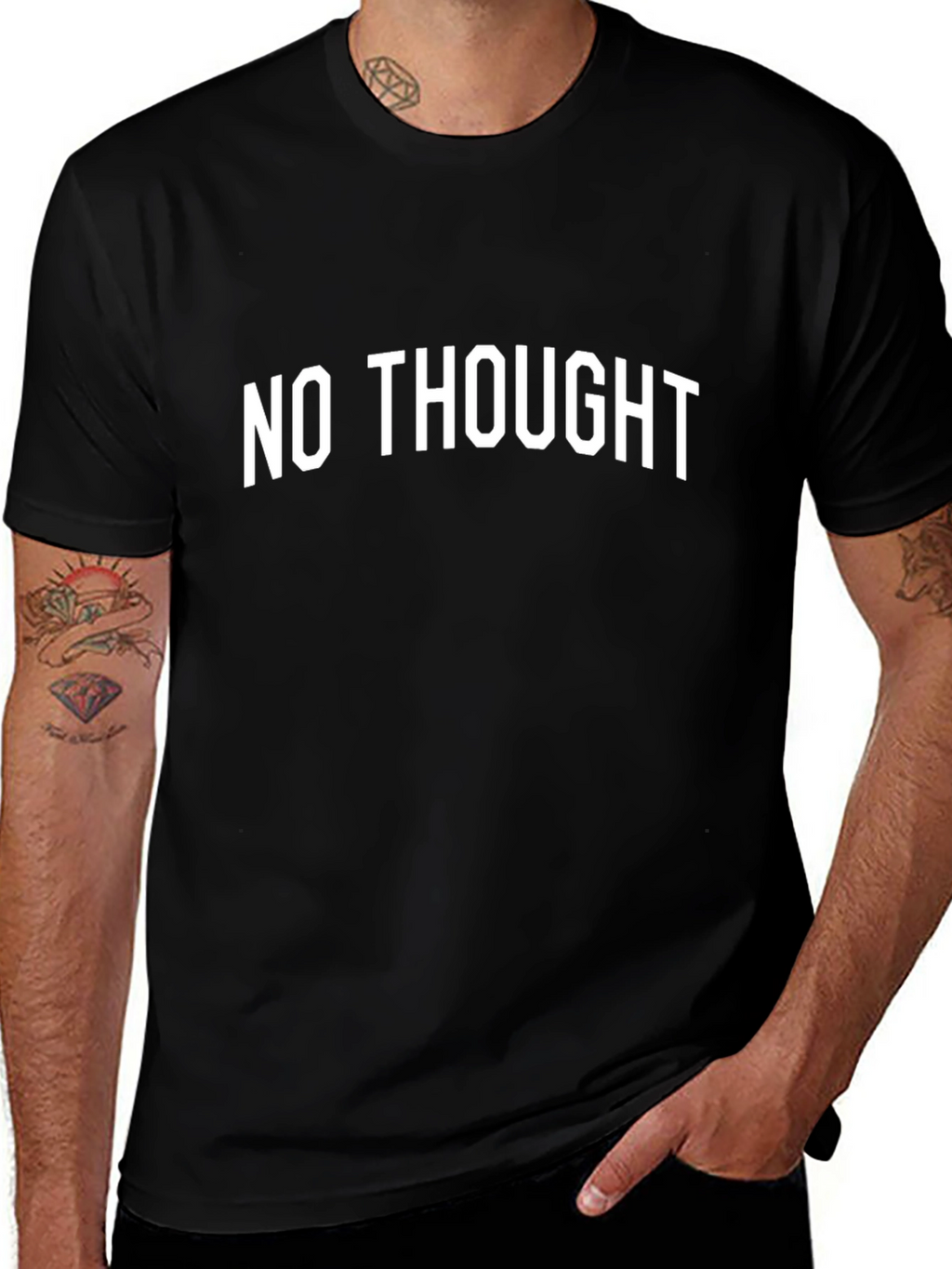 No Thought Graphic Tee - Comfy Black T-Shirt