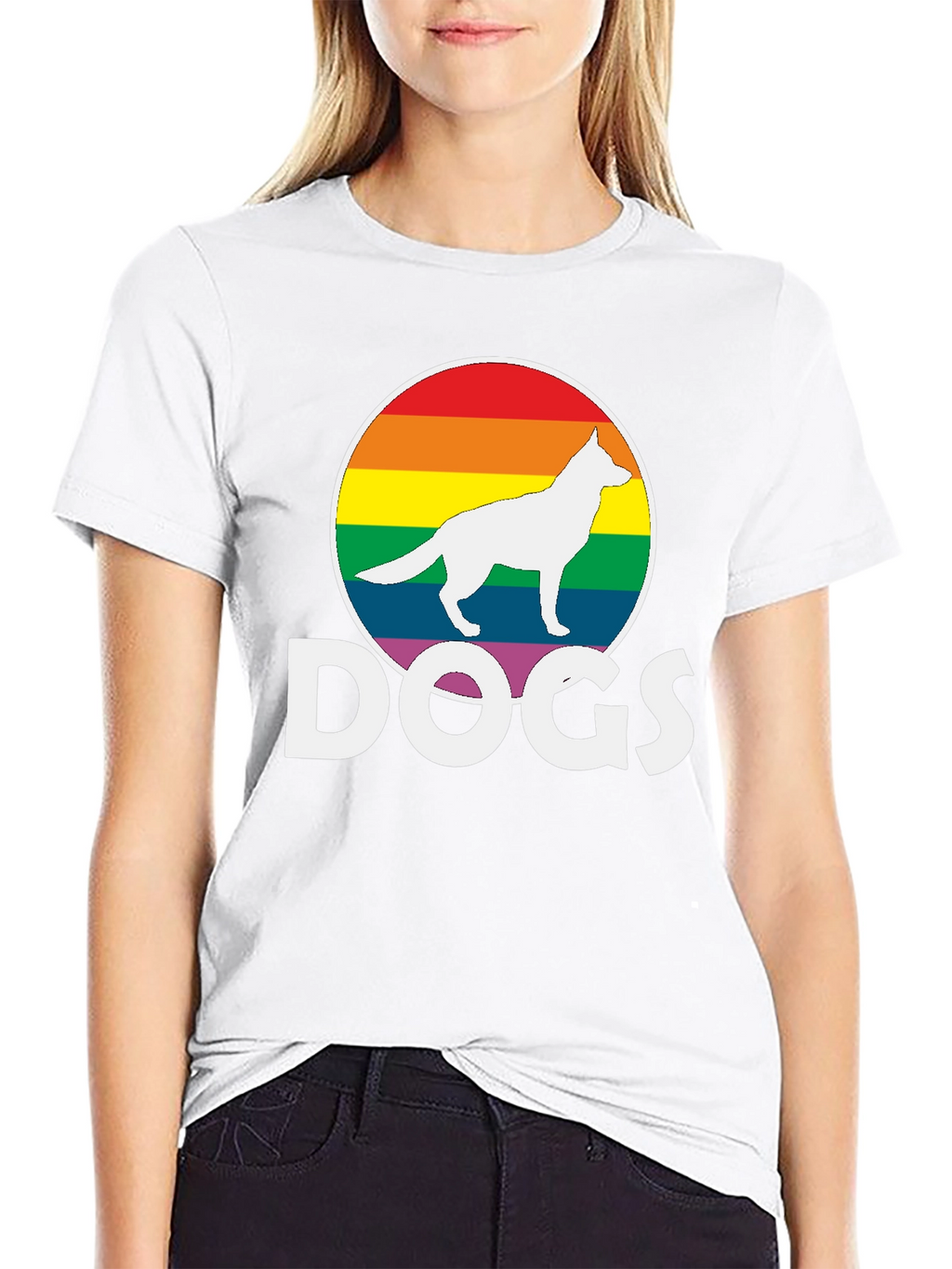 Rainbow Dog Silhouette T-Shirt – Bold Dog Lover Graphic Tee