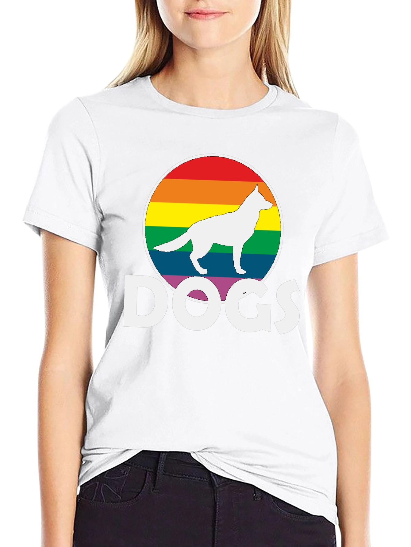 Rainbow Dog Silhouette T-Shirt – Bold Dog Lover Graphic Tee