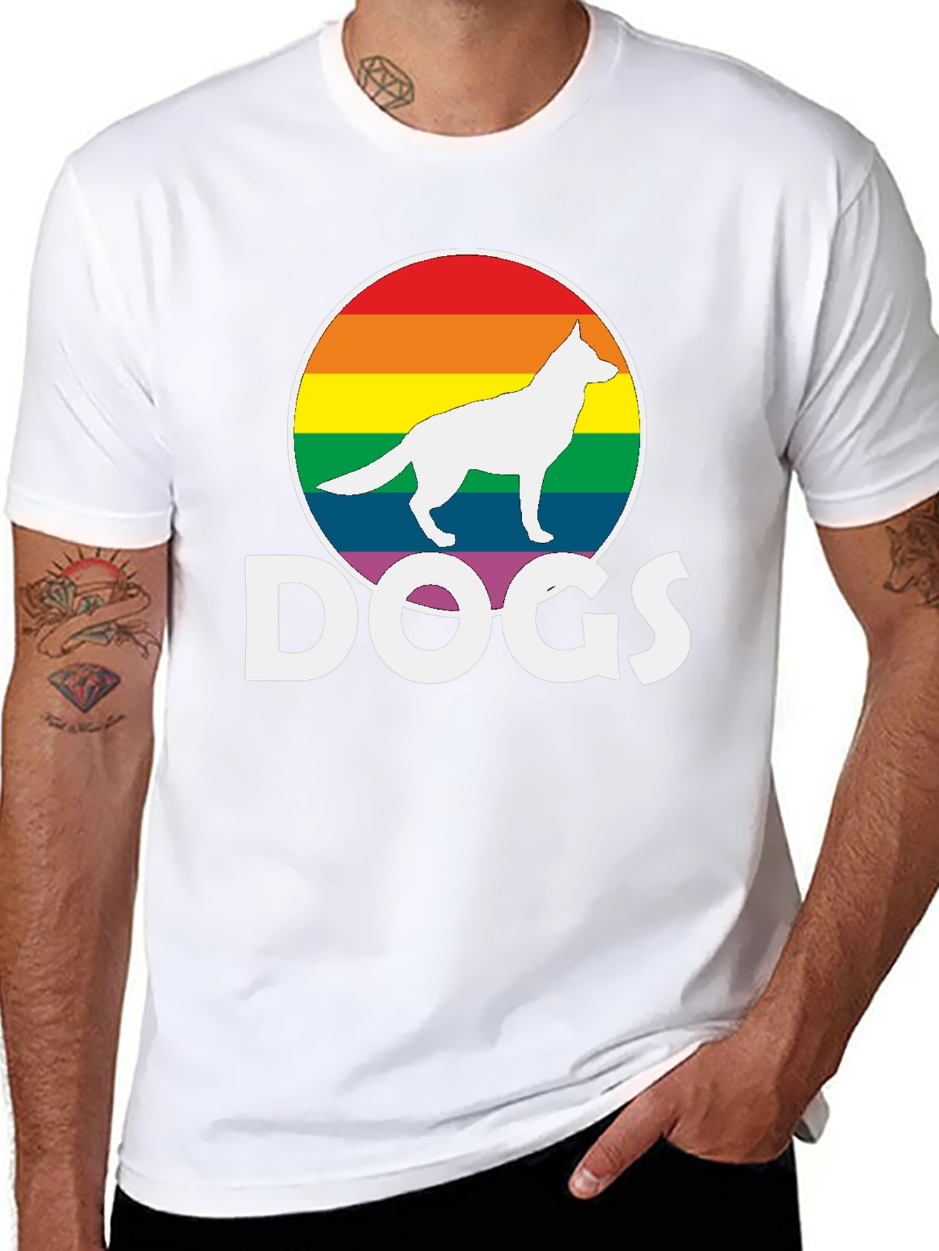 Rainbow Dog Silhouette T-Shirt – Bold Dog Lover Graphic Tee