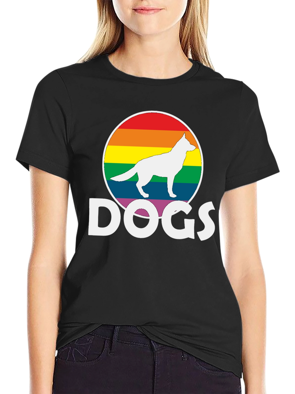 Rainbow Dog Silhouette T-Shirt – Bold Dog Lover Graphic Tee