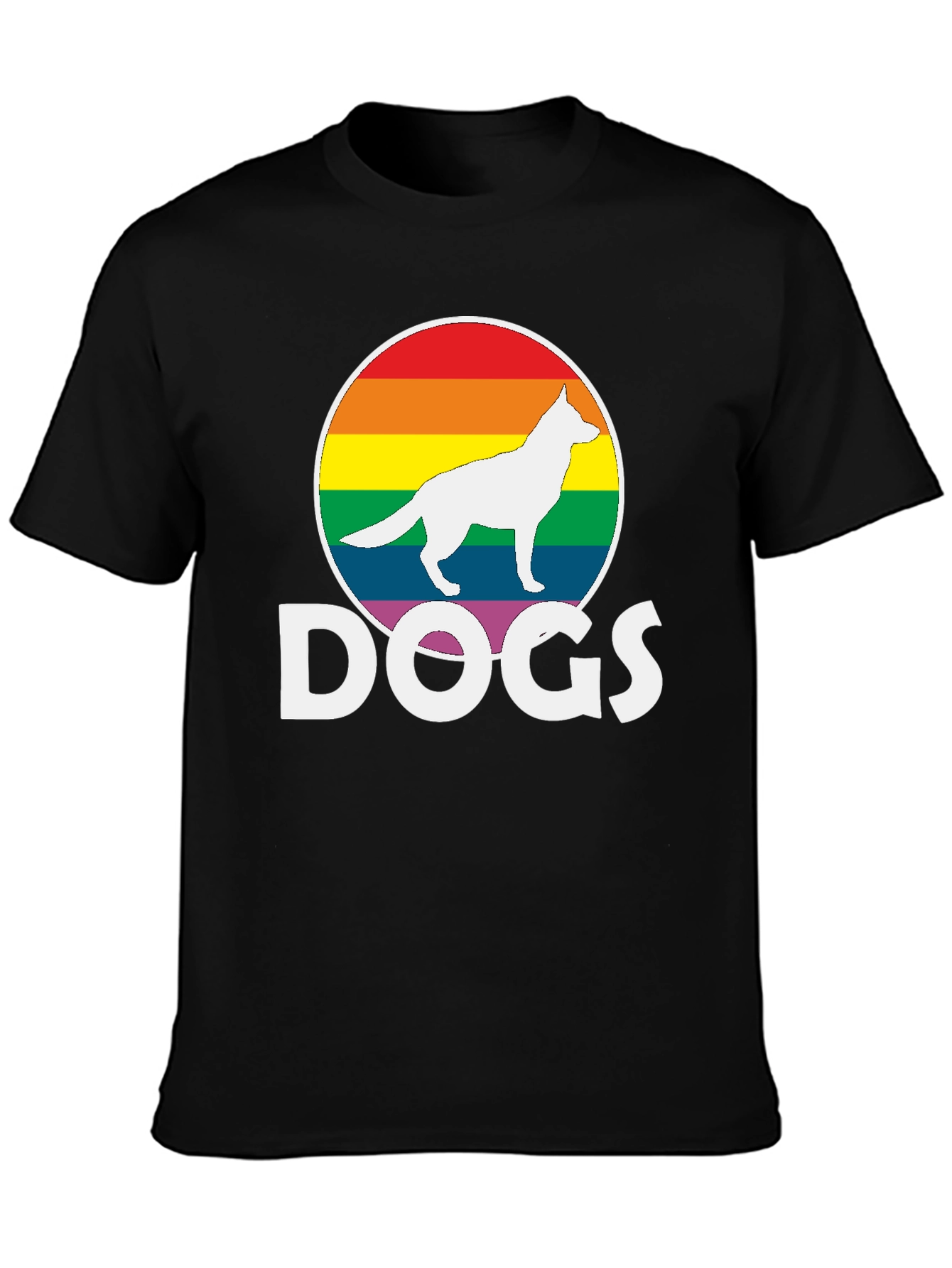 Rainbow Dog Silhouette T-Shirt – Bold Dog Lover Graphic Tee