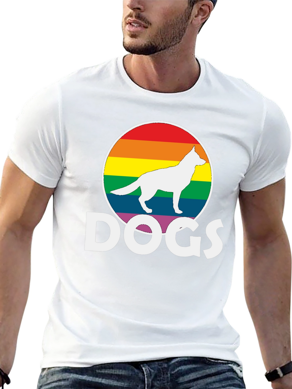 Rainbow Dog Silhouette T-Shirt – Bold Dog Lover Graphic Tee