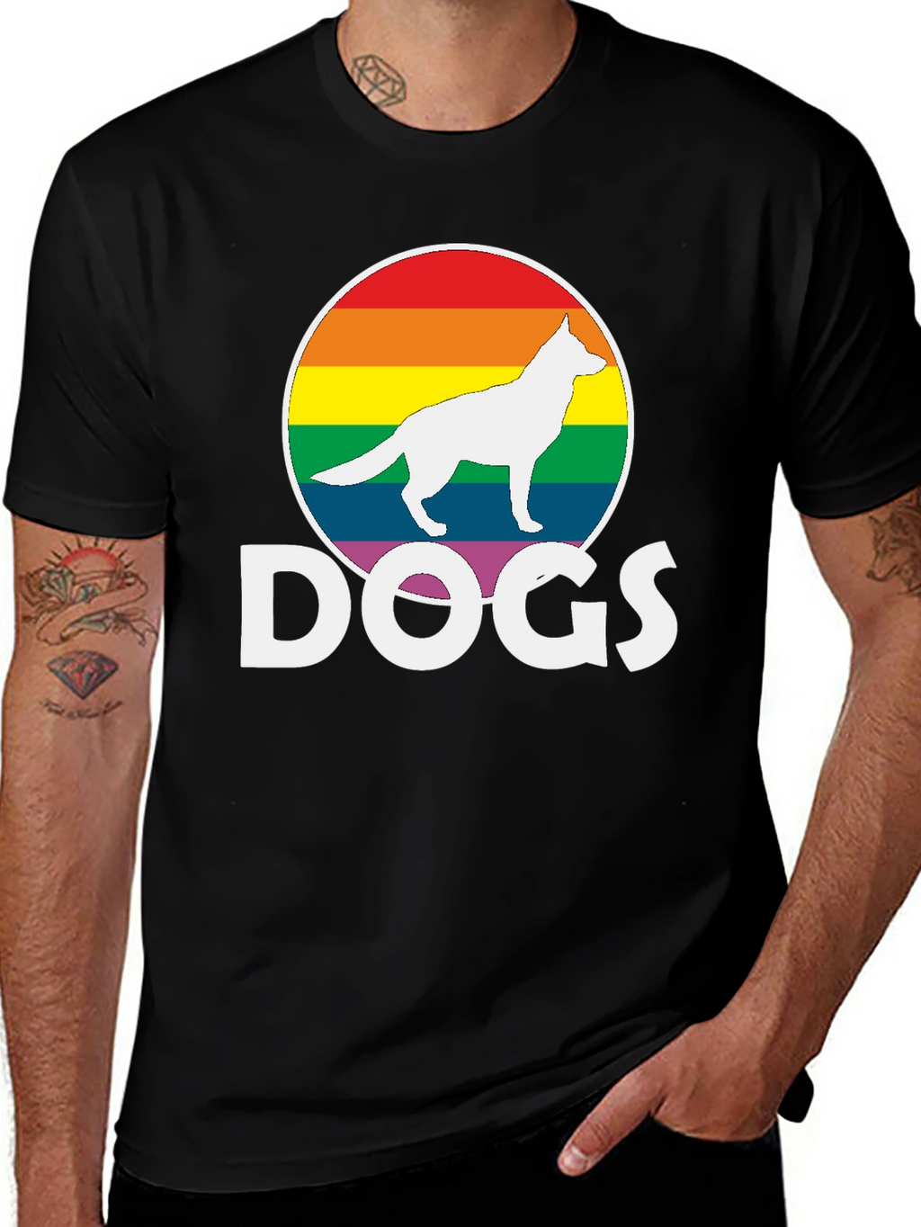 Rainbow Dog Silhouette T-Shirt – Bold Dog Lover Graphic Tee