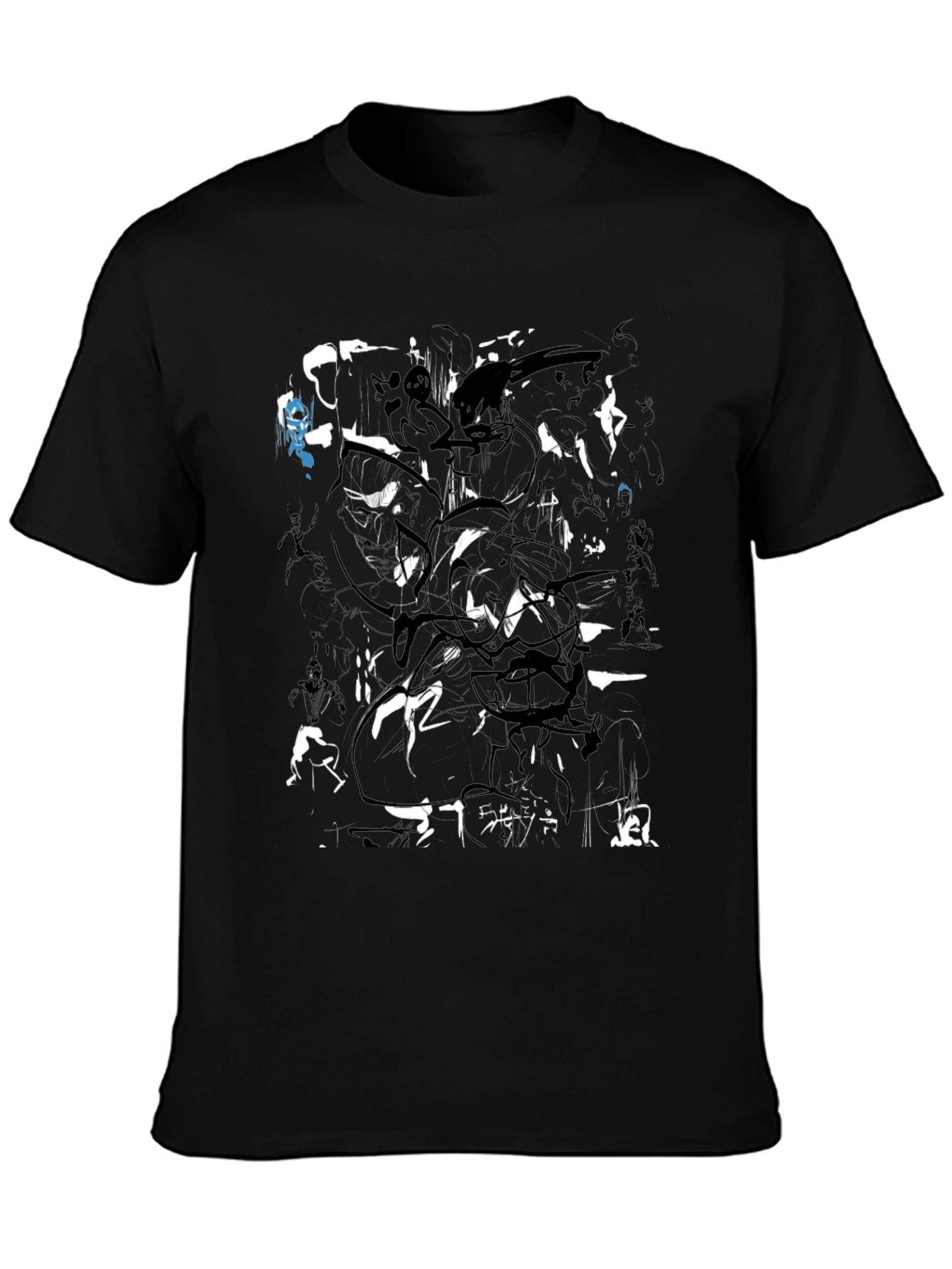 Abstract Black and White Graphic Print T-Shirt