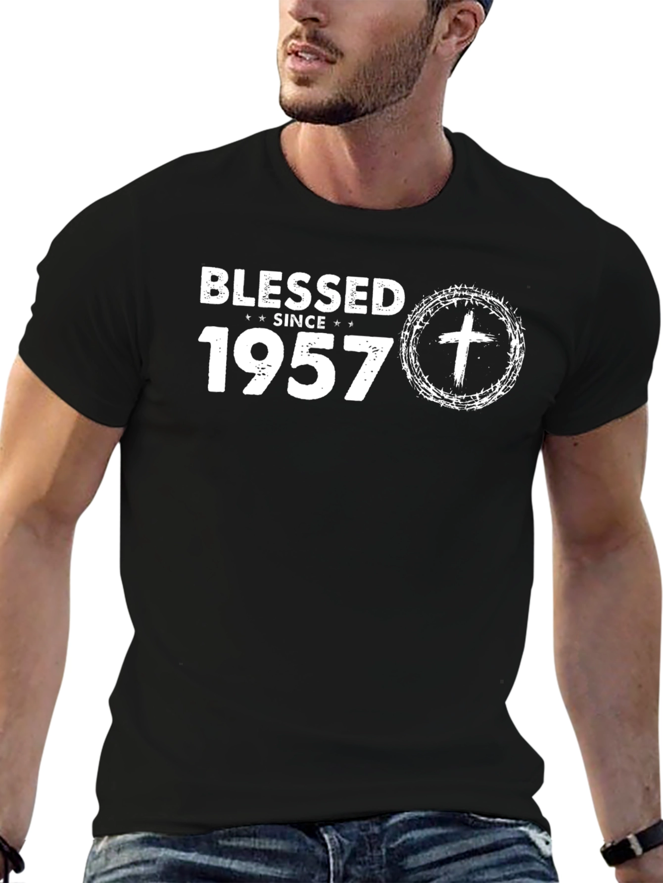 Blessed Since 1957 Black T-Shirt