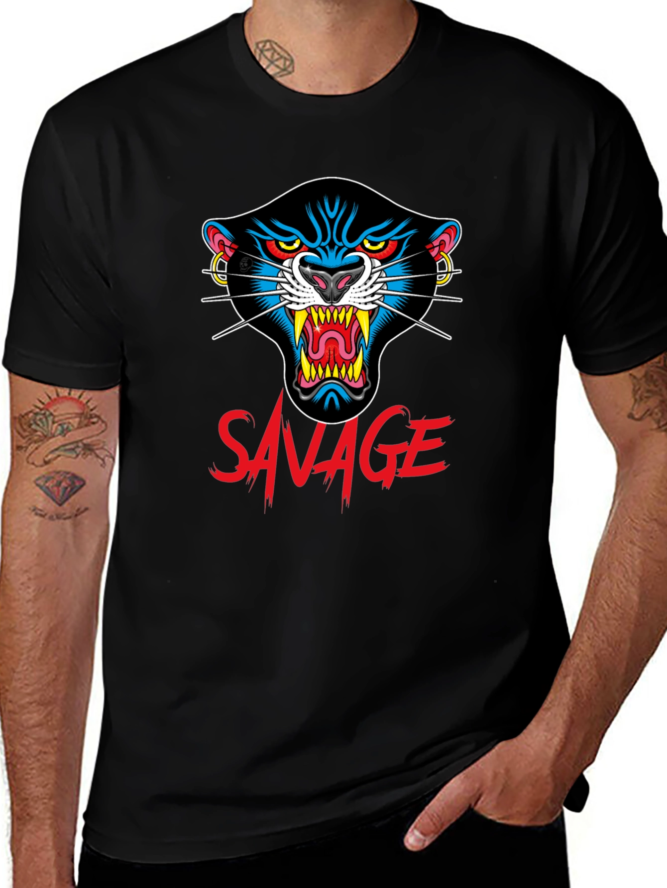 Savage Panther Graphic Tee - Black