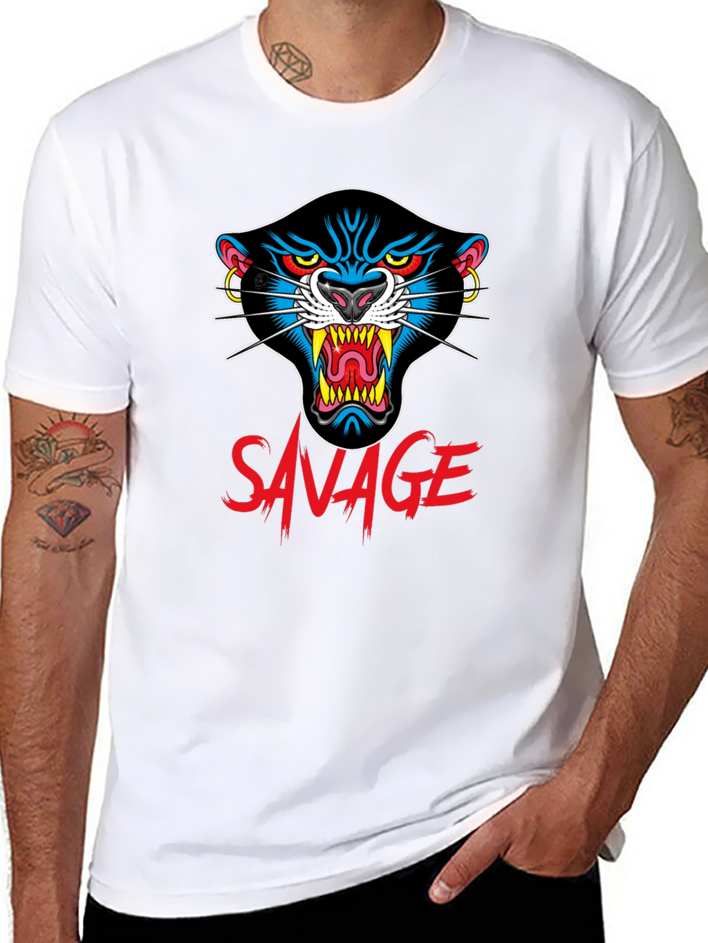 Savage Panther Graphic Tee - Black
