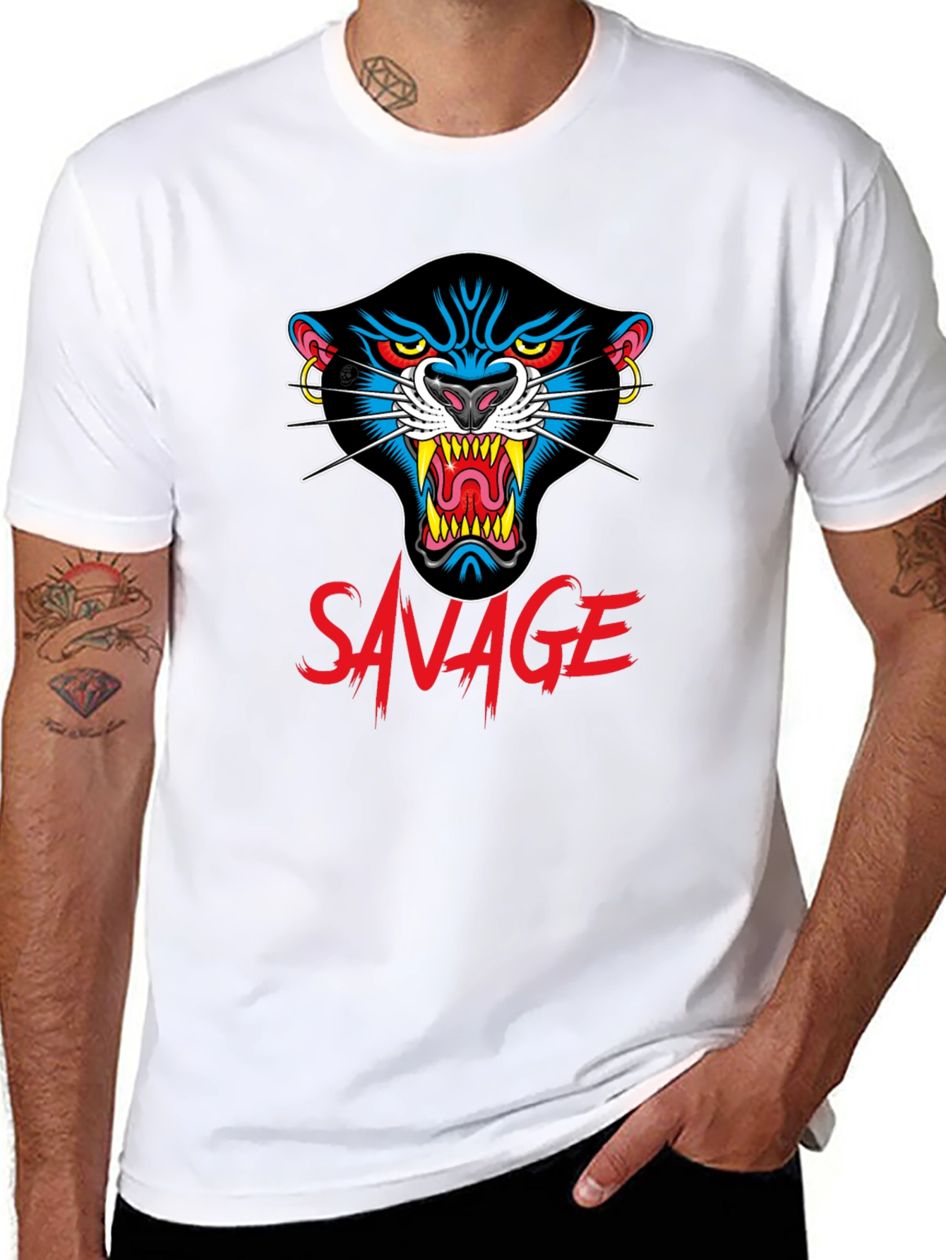 Savage Panther Graphic Tee - Black