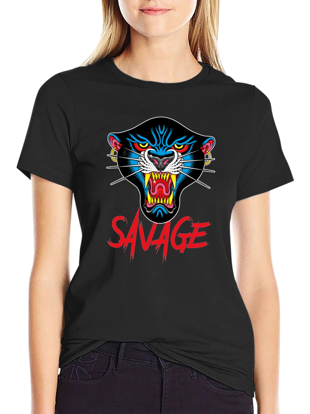 Savage Panther Graphic Tee - Black
