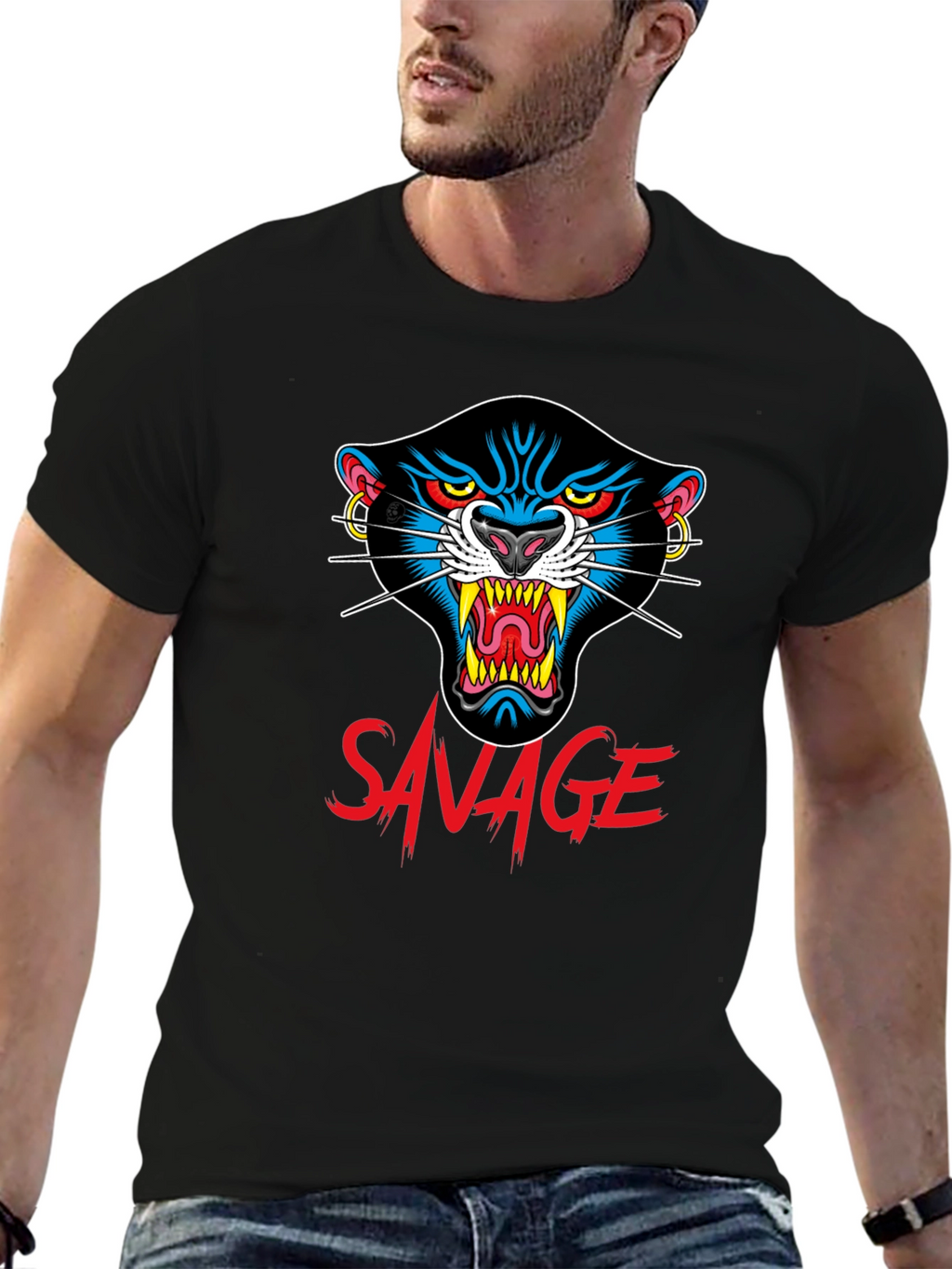 Savage Panther Graphic Tee - Black
