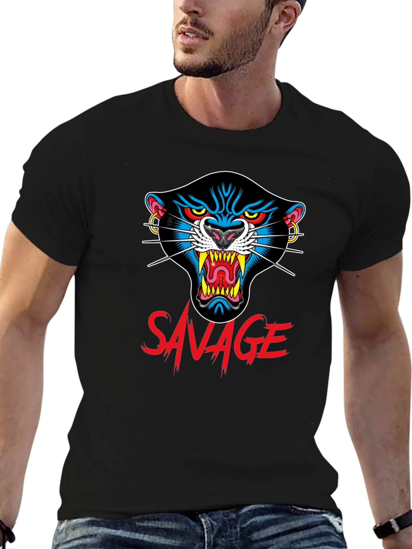 Savage Panther Graphic Tee - Black