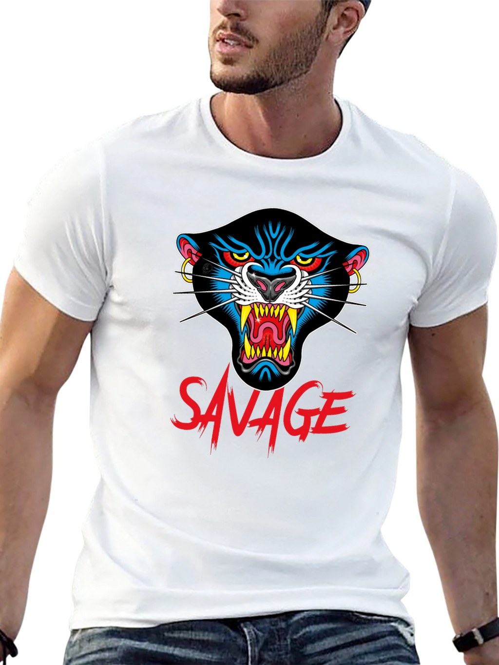 Savage Panther Graphic Tee - Black