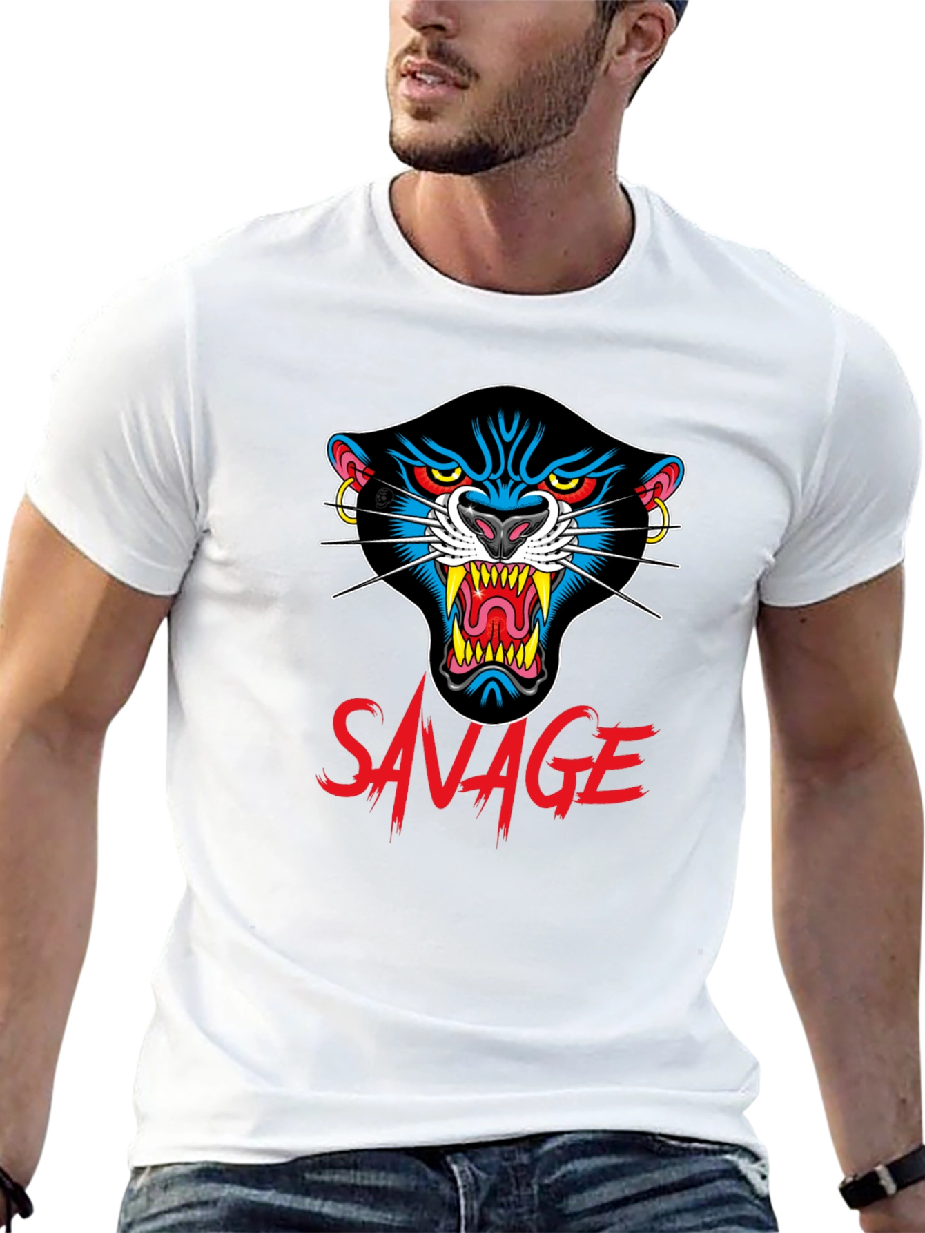 Savage Panther Graphic Tee - Black