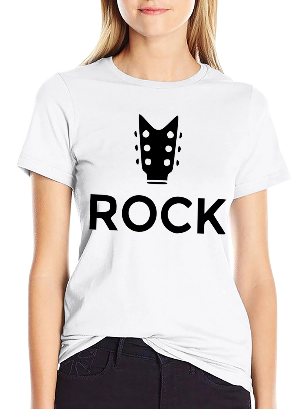 Rock Music Graphic Tee - Black Guitar Headstock T-Shirt