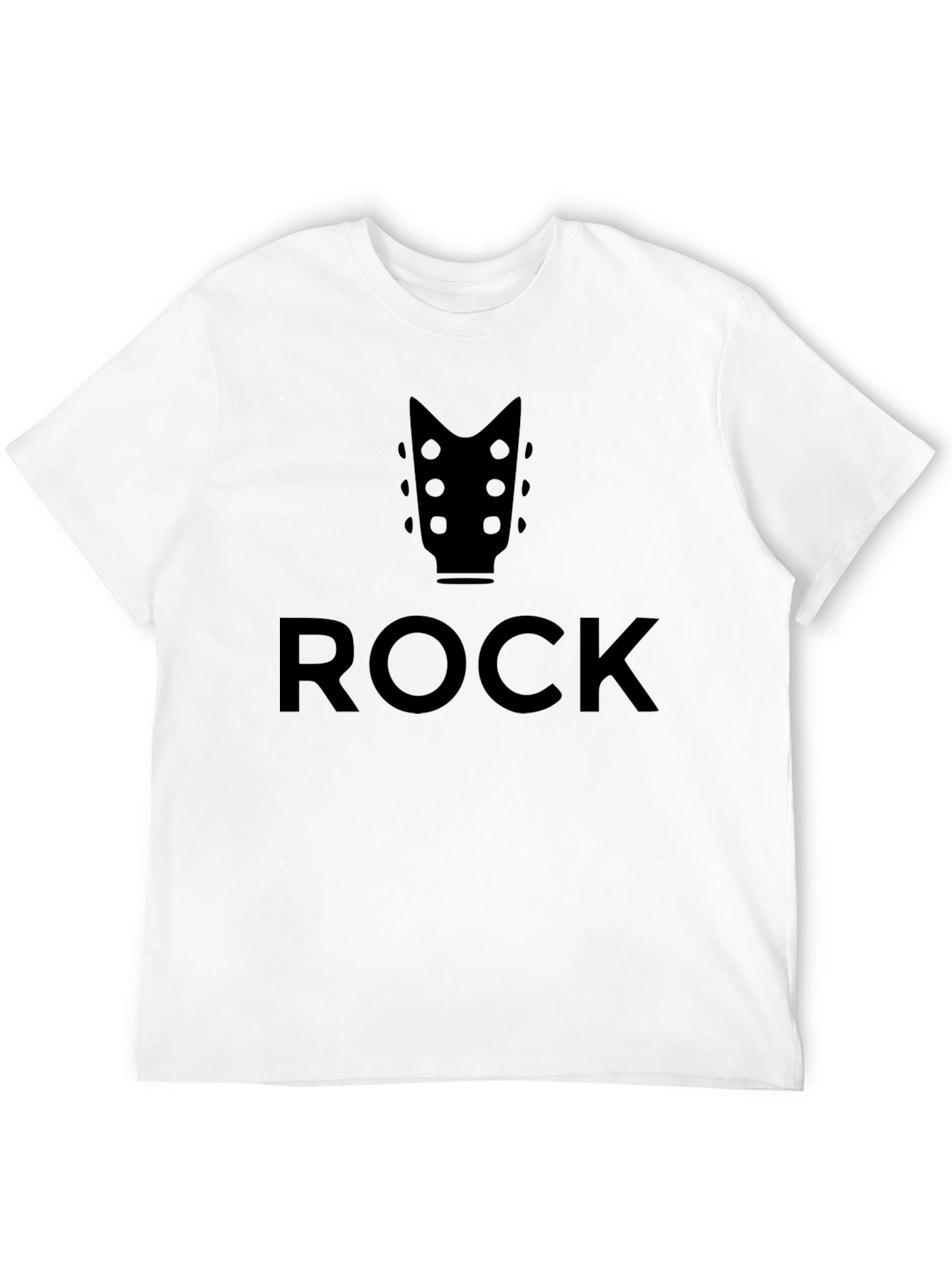 Rock Music Graphic Tee - Black Guitar Headstock T-Shirt