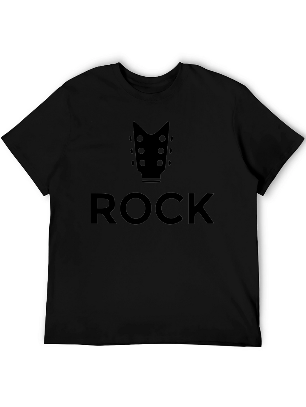 Rock Music Graphic Tee - Black Guitar Headstock T-Shirt