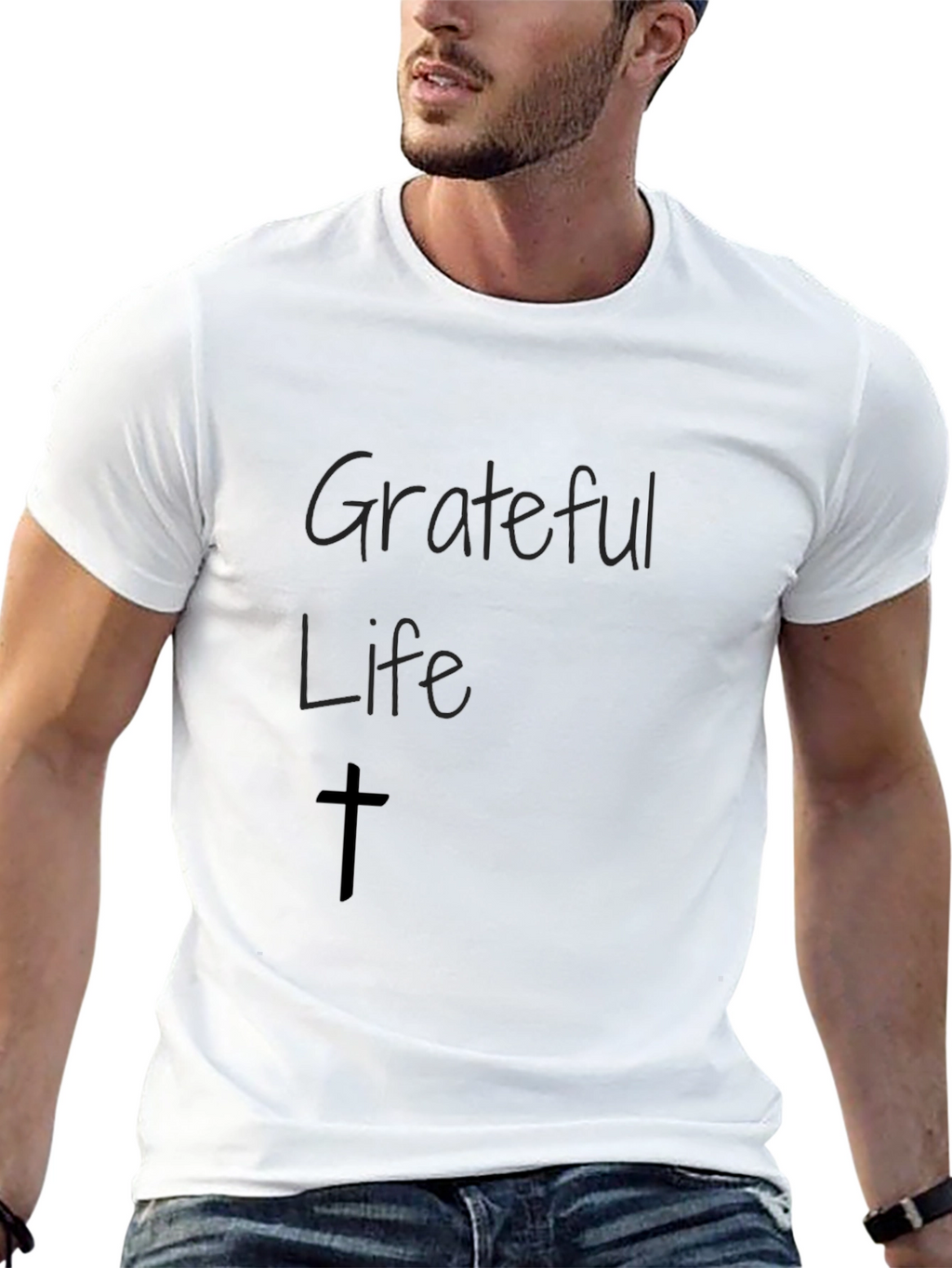 Grateful Life Graphic Tee - Religious Black T-Shirt