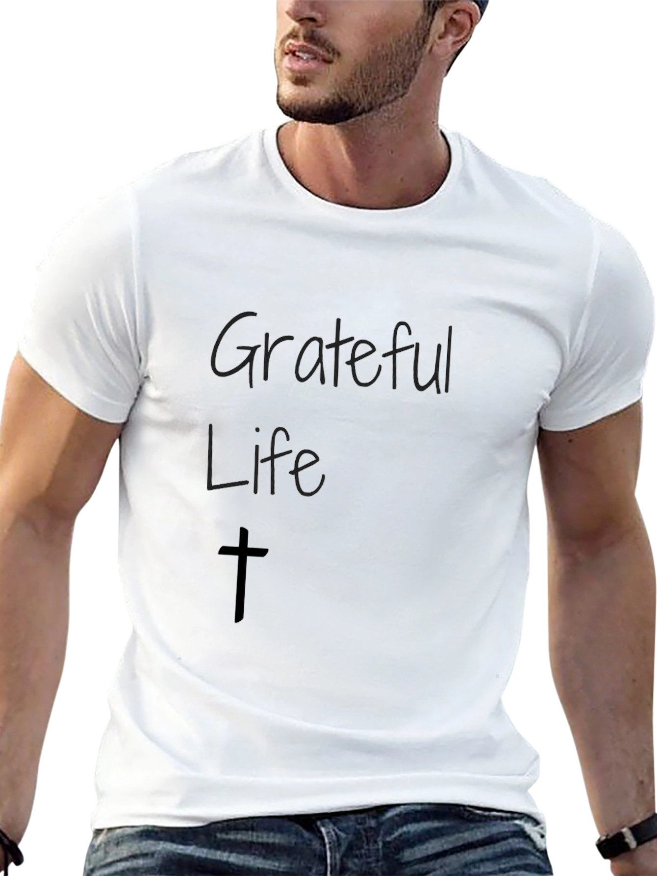 Grateful Life Graphic Tee - Religious Black T-Shirt